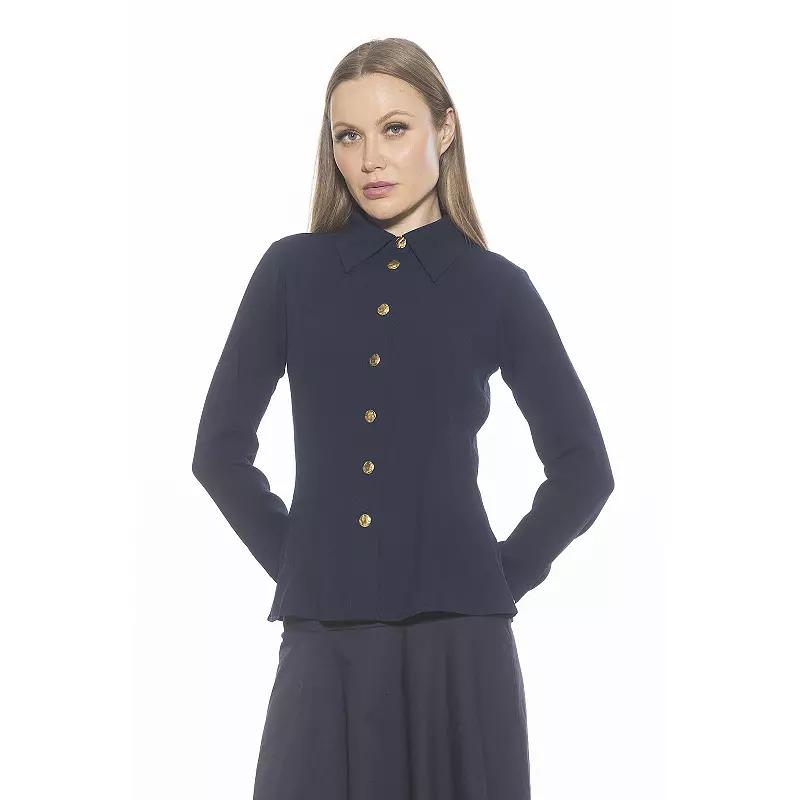 Women's ALEXIA ADMOR Leland Collared Button Down Shirt With Wide Cuff,  Product Image