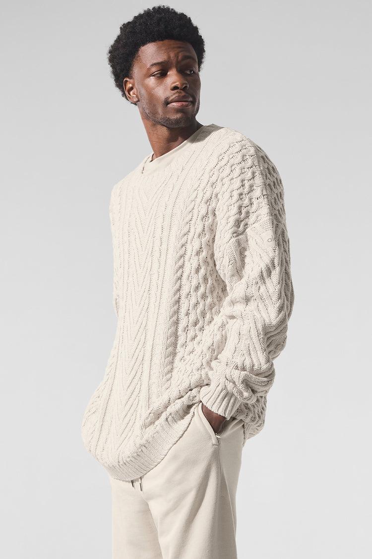 Cable Knit Crew Neck Sweater - Bone Product Image