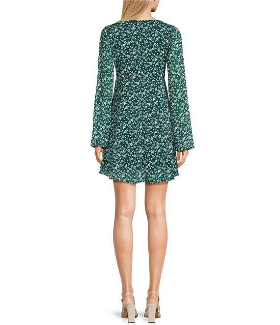 Copper Key Floral V Neck Chiffon Dress Product Image