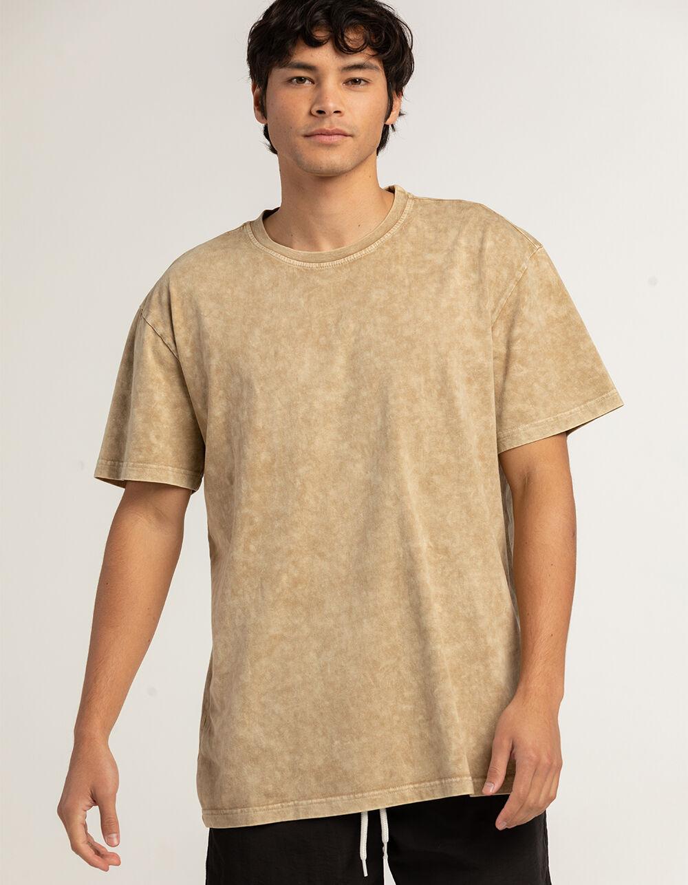 RSQ Mens Acid Wash Oversized Tee - KHAKI Product Image