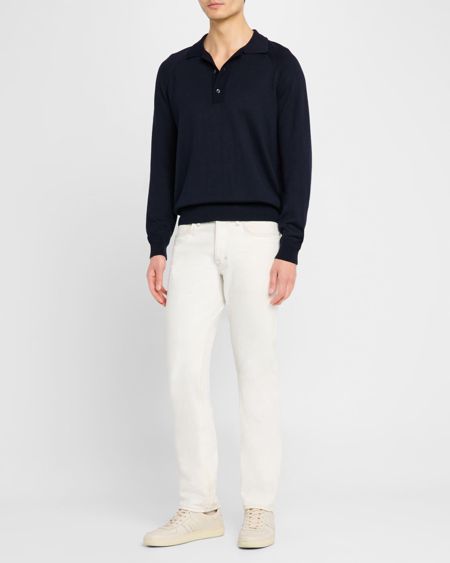 Men's Wool and Silk Raglan Knit Polo Shirt Product Image