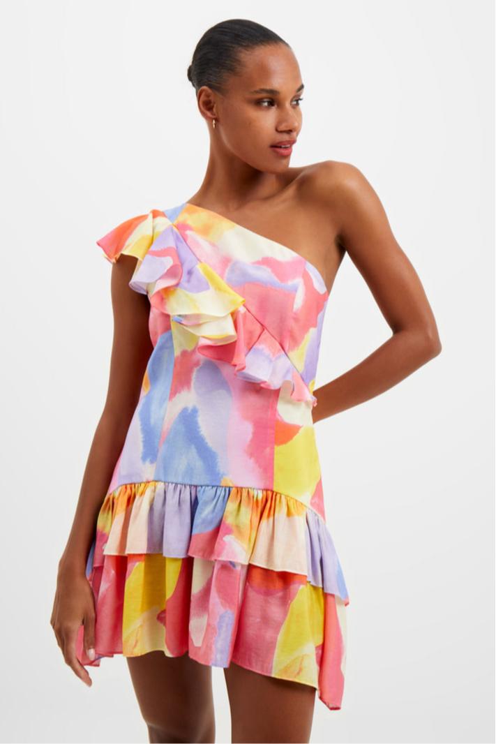 Isadora Faron One Shoulder Printed Mini Dress- Summer Multi Product Image