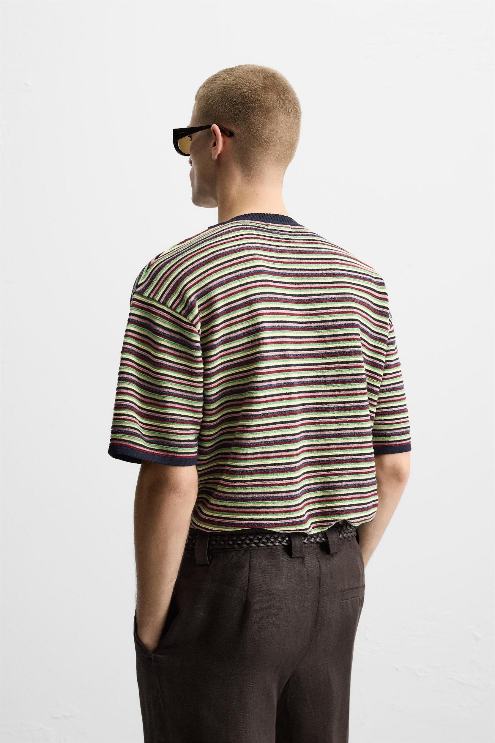 STRIPED KNIT T-SHIRT Product Image