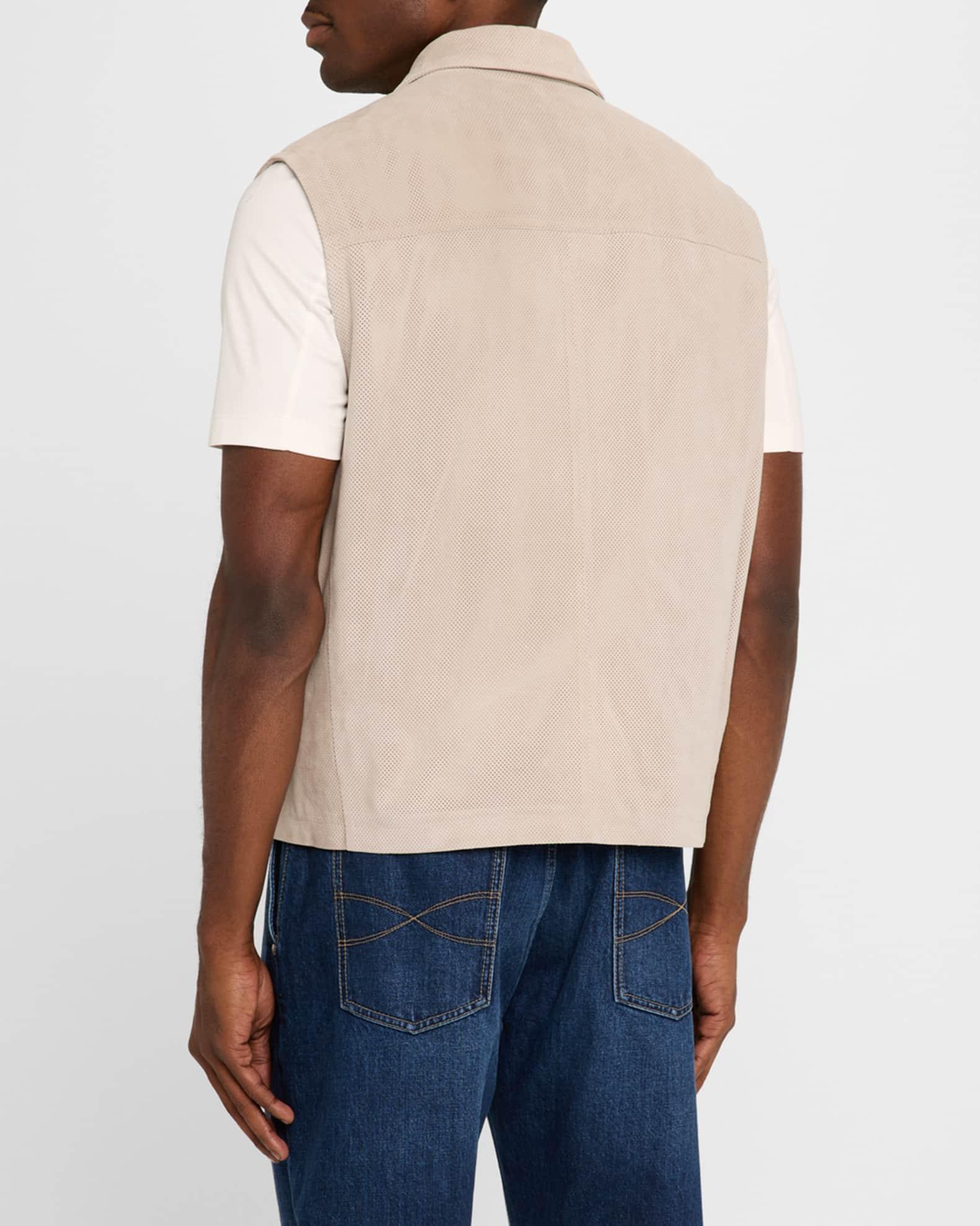 Men's Perforated Suede Snap-Front Vest Product Image