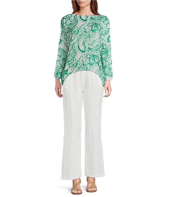 M Made in Italy Boat Neck Long Sleeve Paisley Print Knit Sweater Product Image