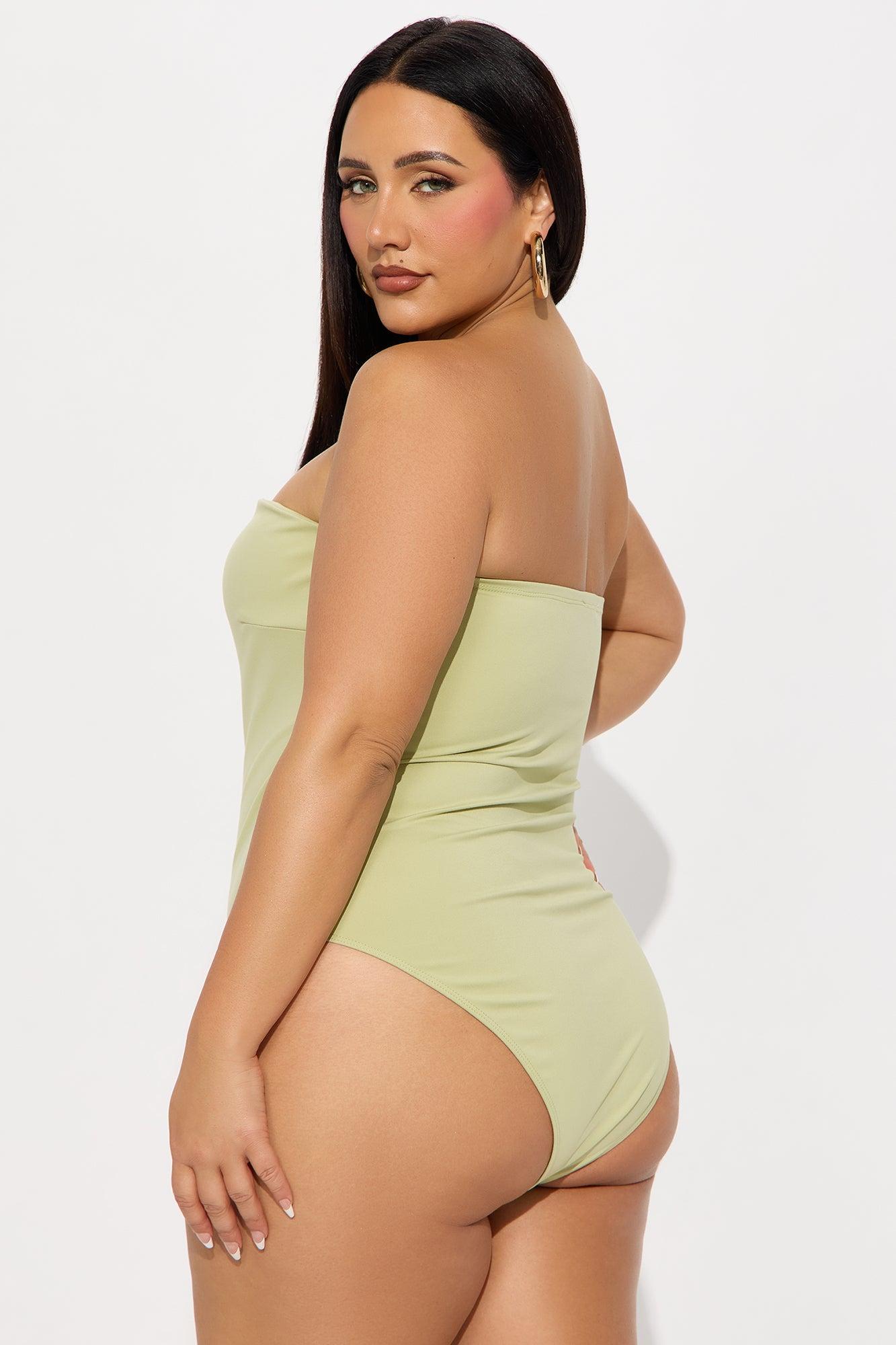 Alli Double Lined  Strapless Bodysuit - Sage Female Product Image