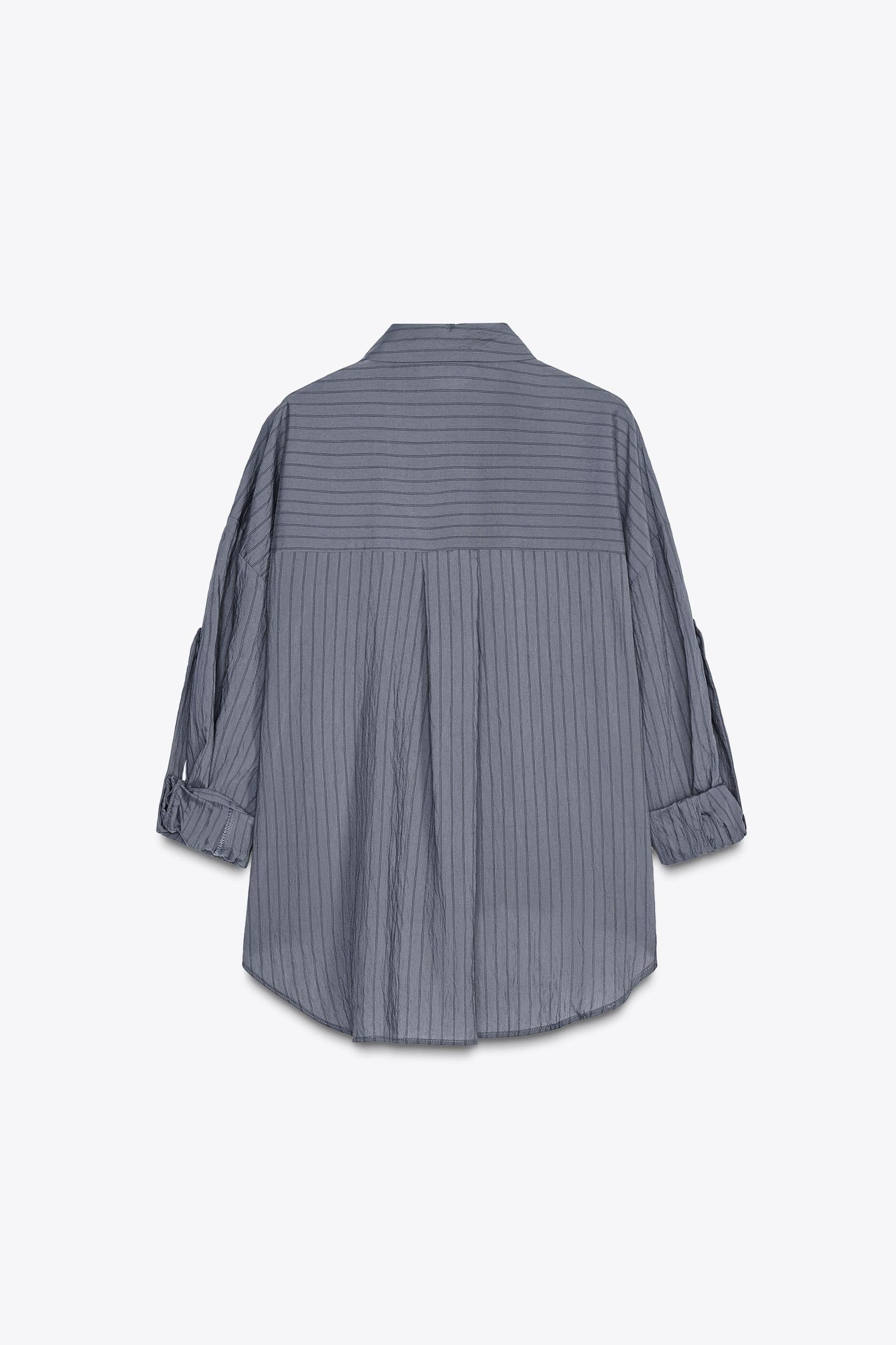 STRIPED ROLL-TAB SLEEVE SHIRT Product Image