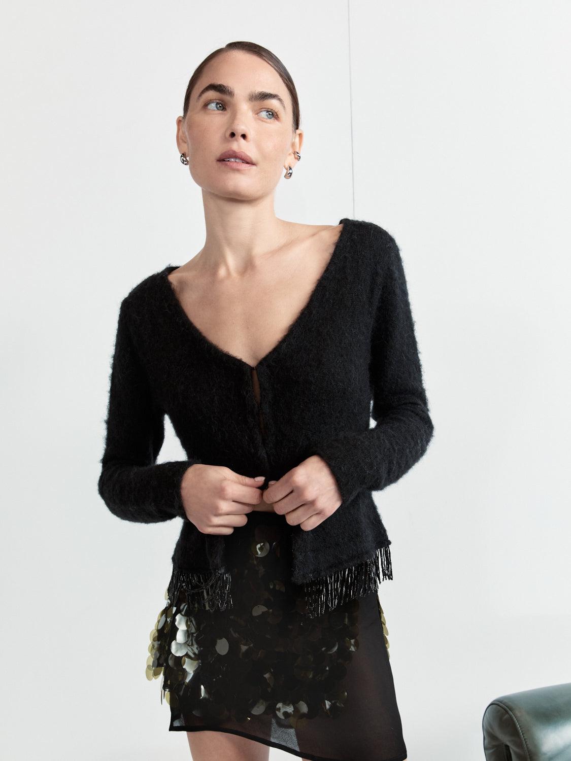 Edie Knit Cardigan Black Product Image