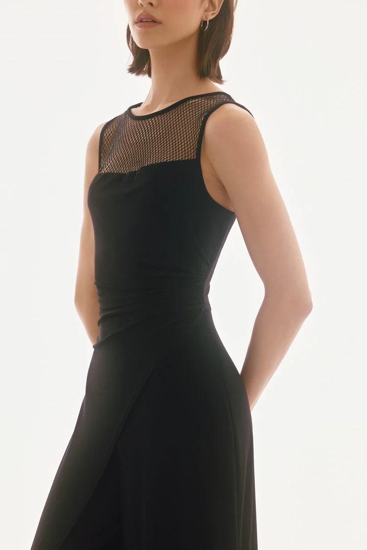 Silky Knit Sleeveless Culotte Jumpsuit- Black Product Image