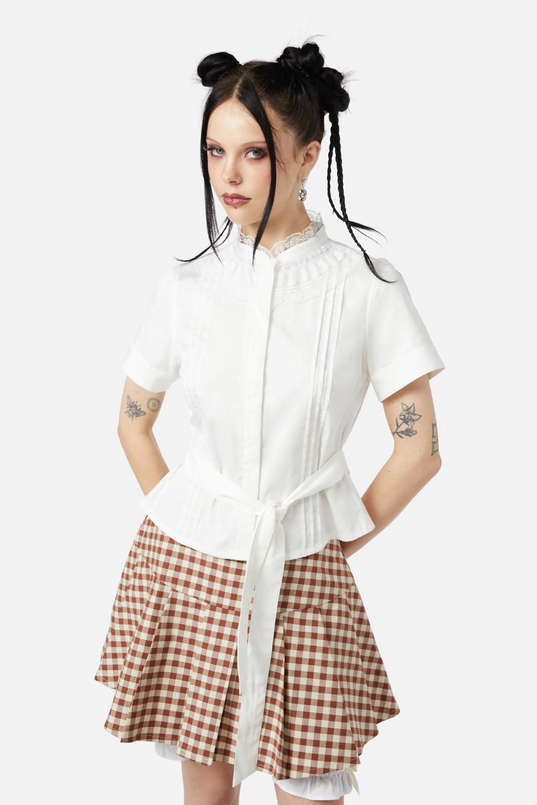 Sunset Lace Trim Blouse Product Image