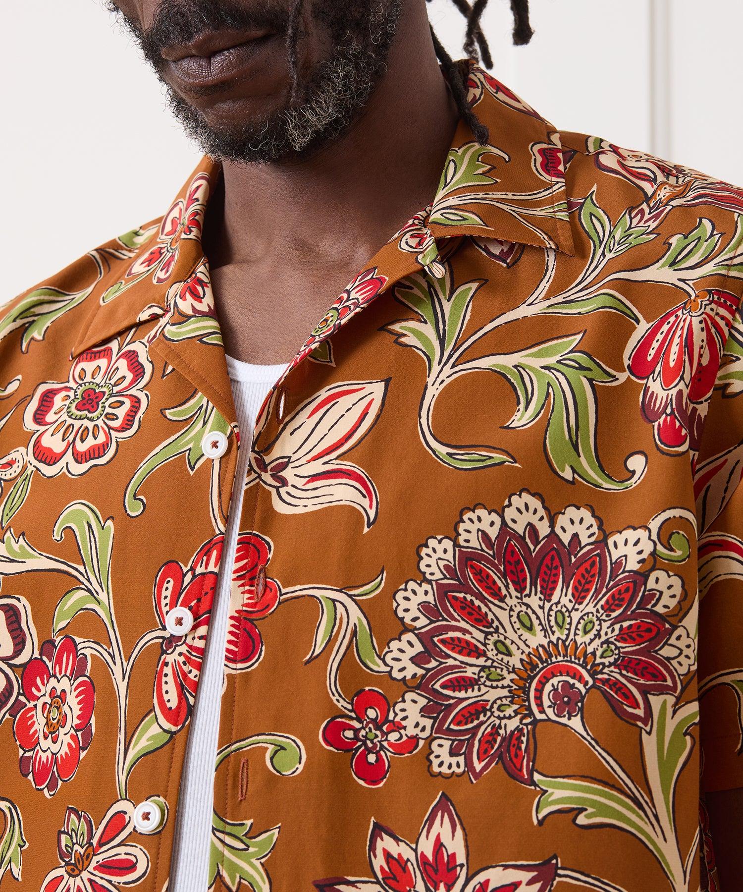 Cropped Silk-Cotton Camp Collar Shirt Product Image