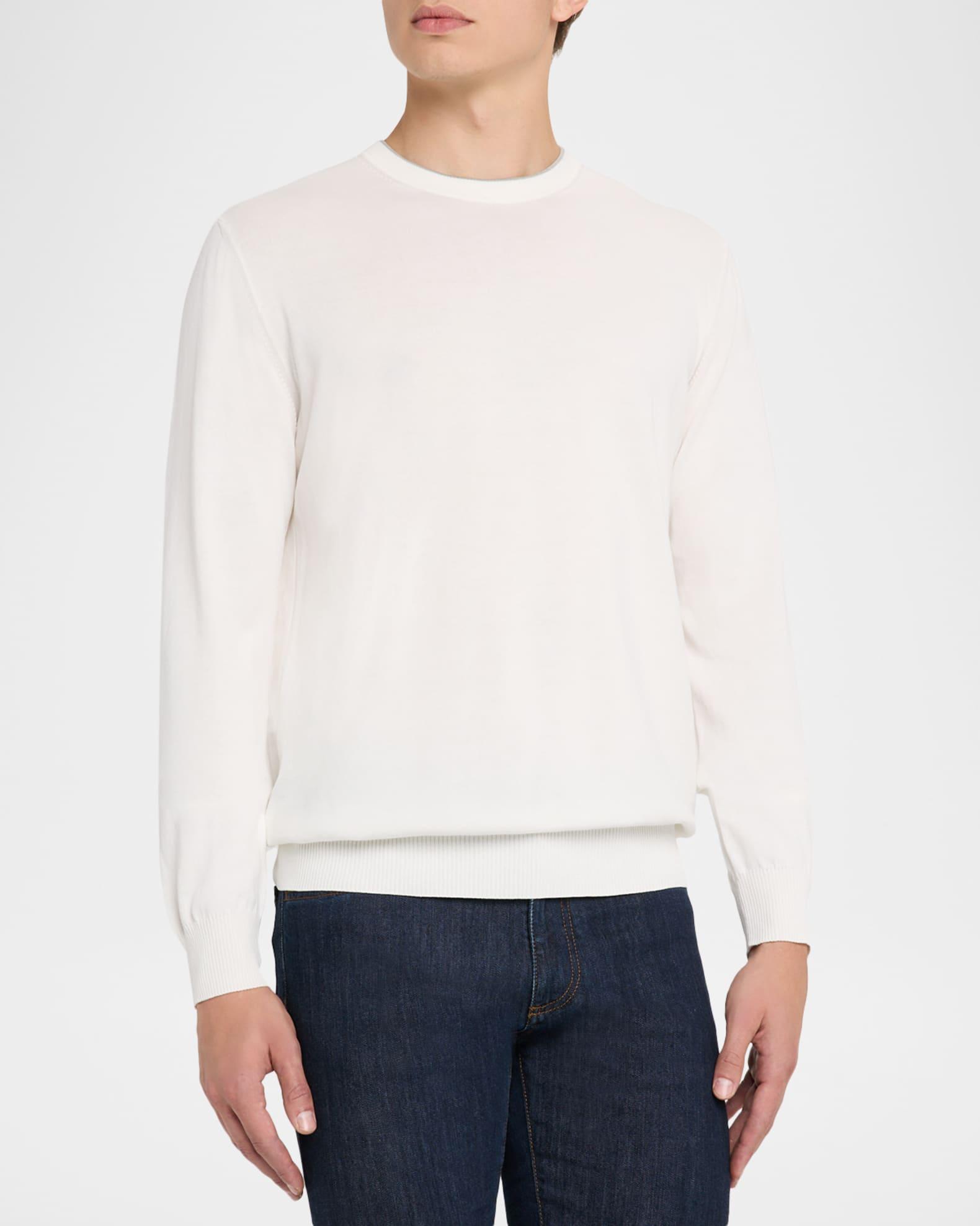 Men's Cotton Tipped Crewneck Sweater Product Image