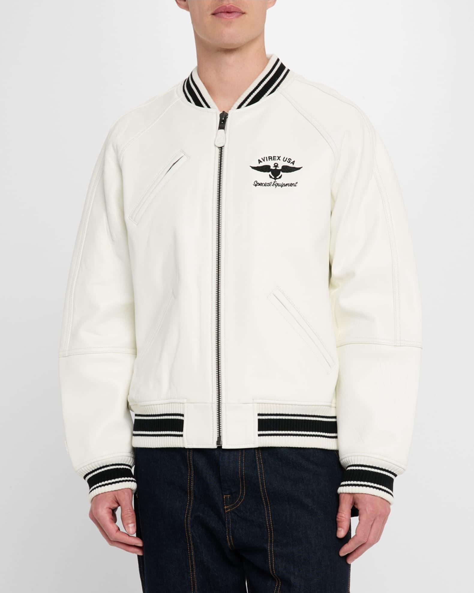 Men's Stadium Embroidered Leather Varsity Jacket Product Image