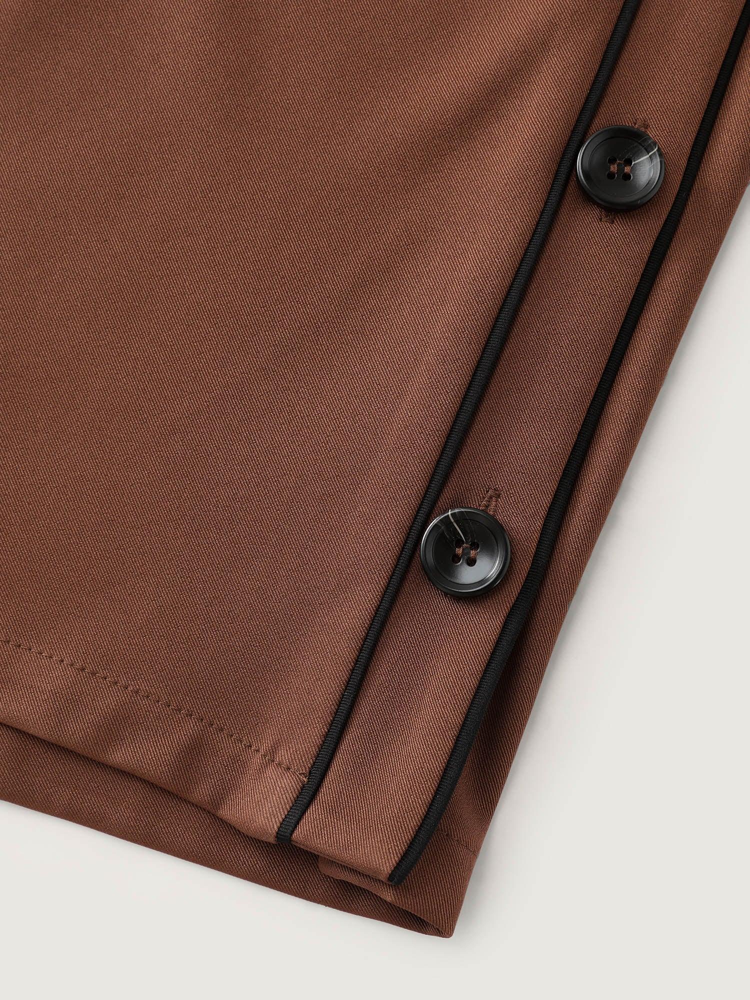 Color Contrast Trim Button Detail Pants Female Product Image