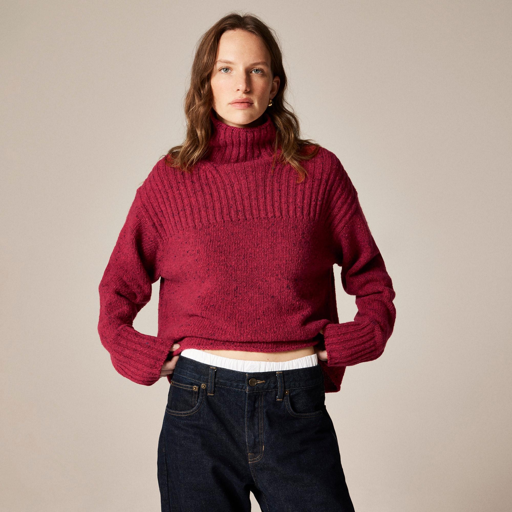 Ribbed turtleneck sweater in donegal wool blend Product Image