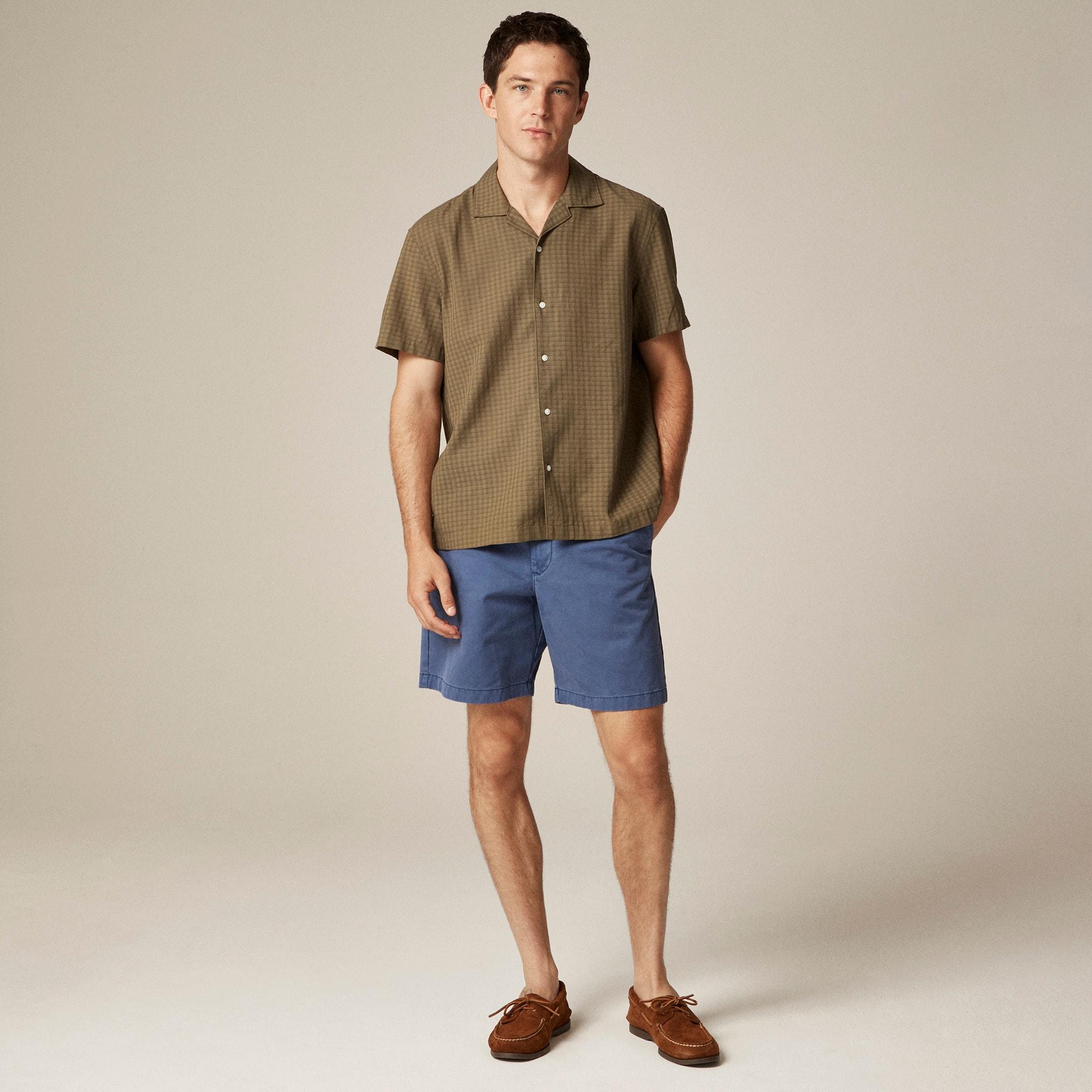 Short-sleeve cotton dobby camp-collar shirt Product Image