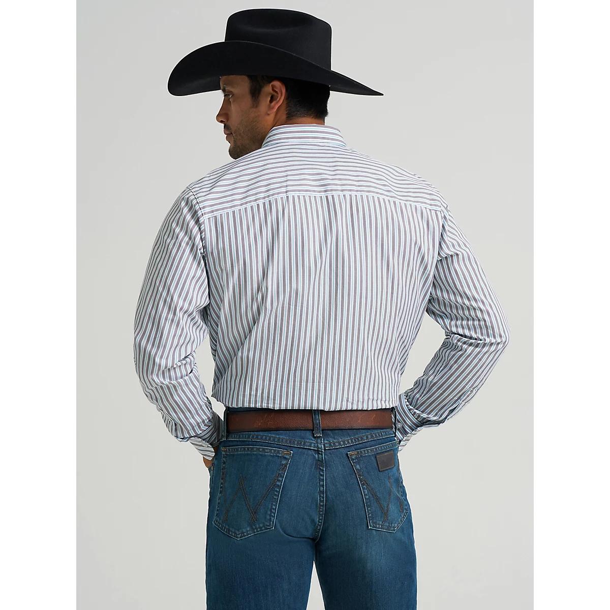 Men's Cody Johnson One Pocket Button Down Shirt in Blue Shadow Stripe Product Image