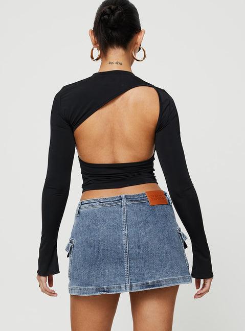 Grishea Low Rise Denim Skirt Product Image
