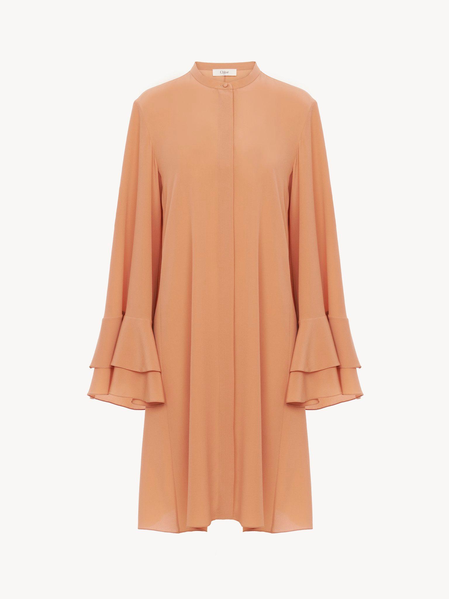 Fluid short dress in crêpe de chine Product Image