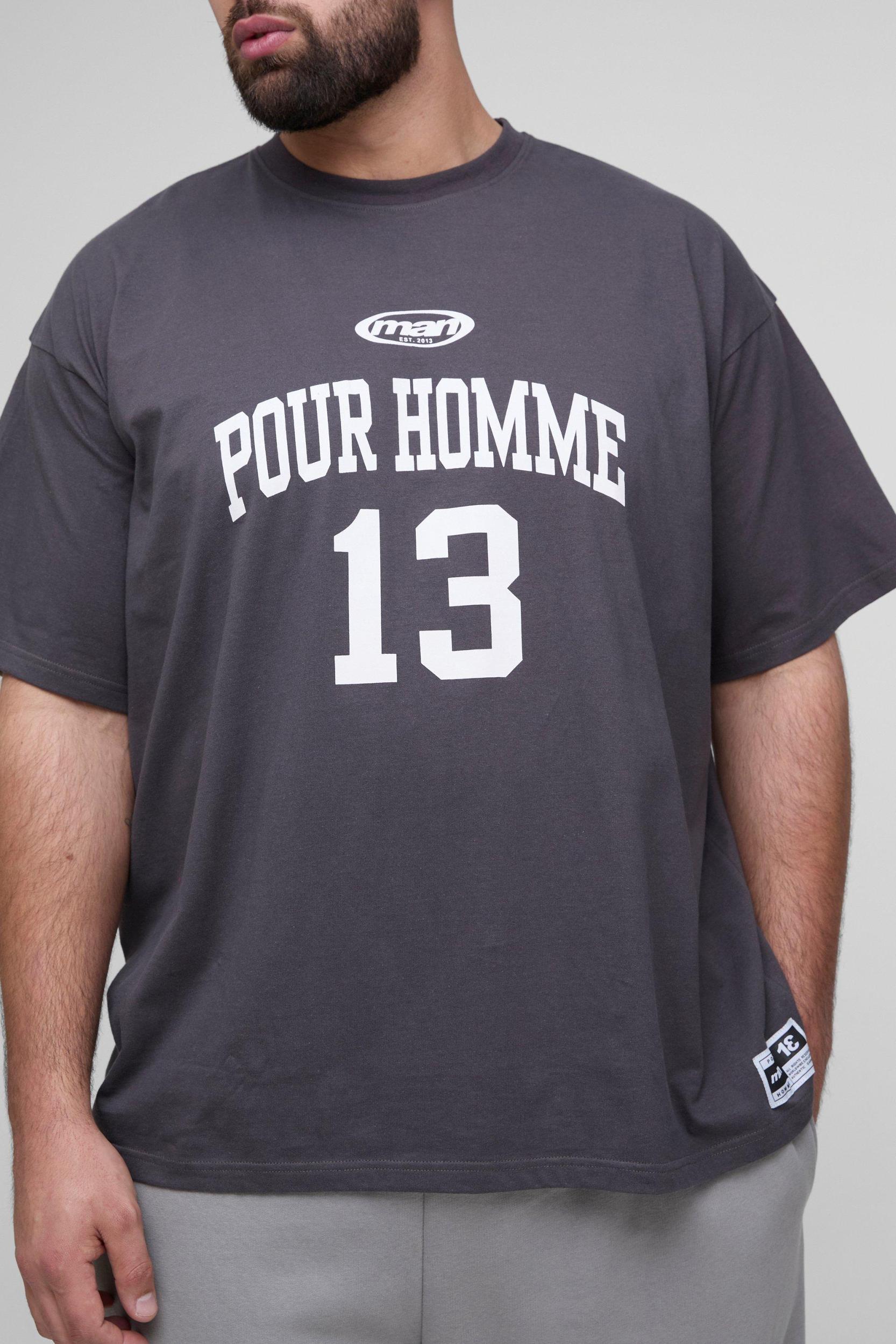 Plus Oversized Pour Homme Print T-Shirt | boohooMAN USA Product Image