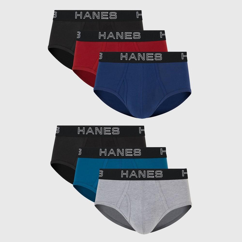 Hanes Premium Men's Stretch Classic Briefs 6pk - Blue/Black/Red S: Tagless High Rise Underwear Product Image