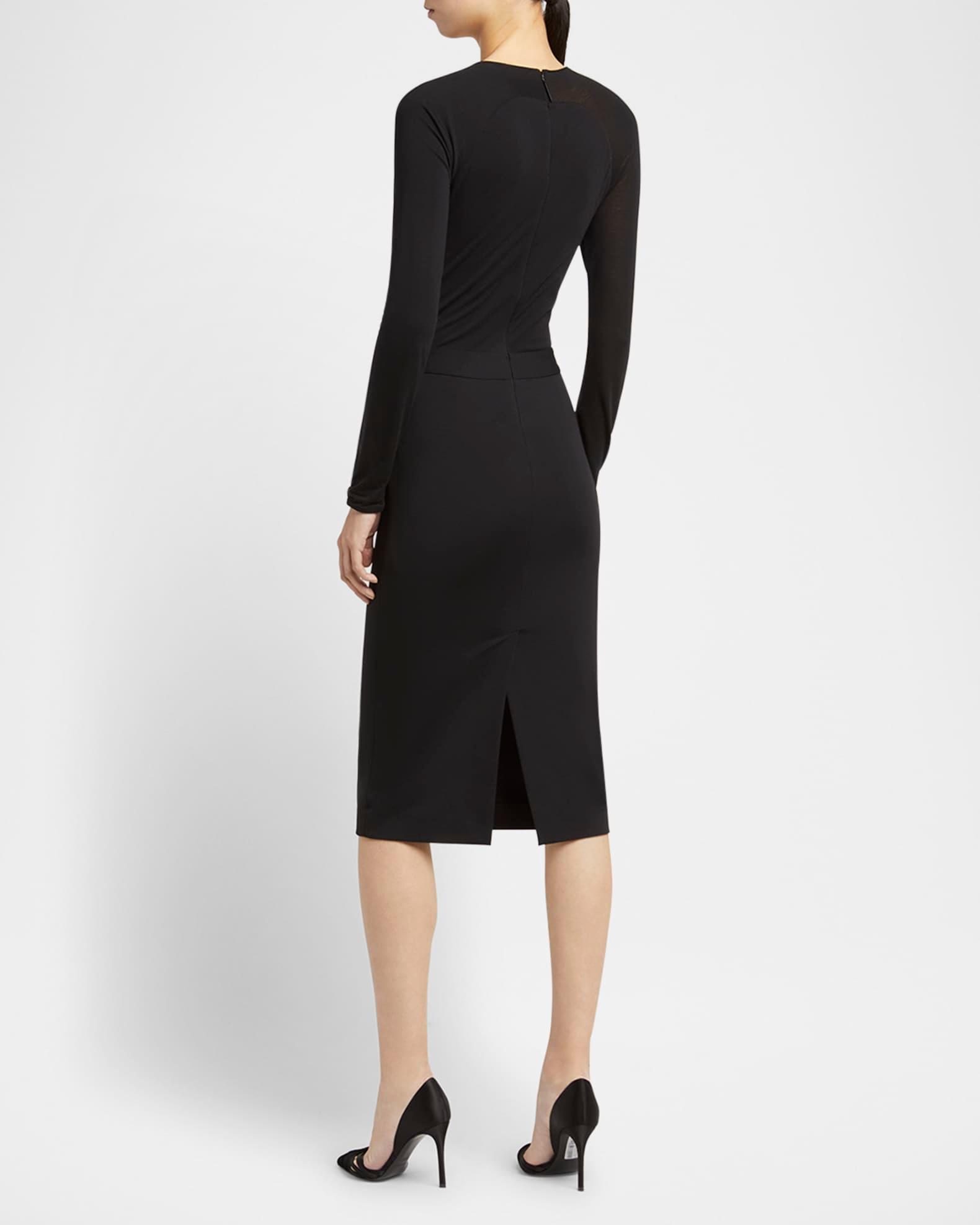 Ruched Jersey Long-Sleeve Midi Dress Product Image