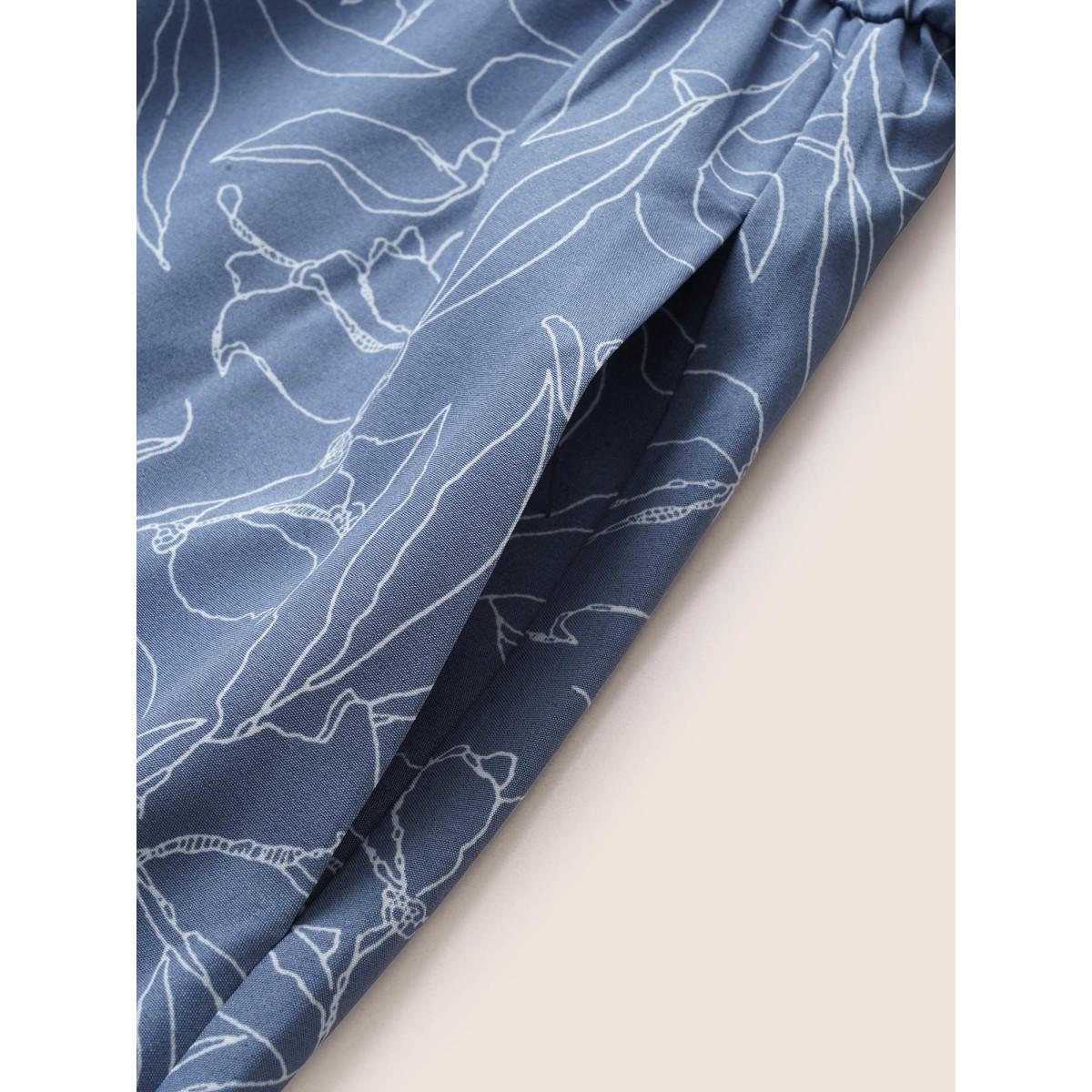 Plus Size Floral Print Button Detail Cami Dress Stone Women Elegant Non V-neck Sleeveless Curvy Midi Dress BloomChic 14-16/1X Product Image