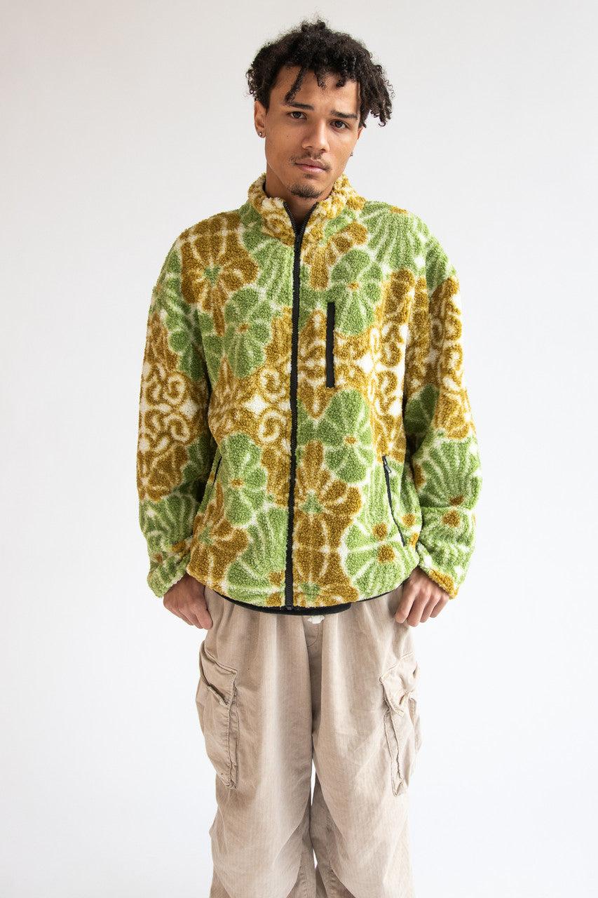 Floral Faux Sherpa Zip Up Jacket Product Image