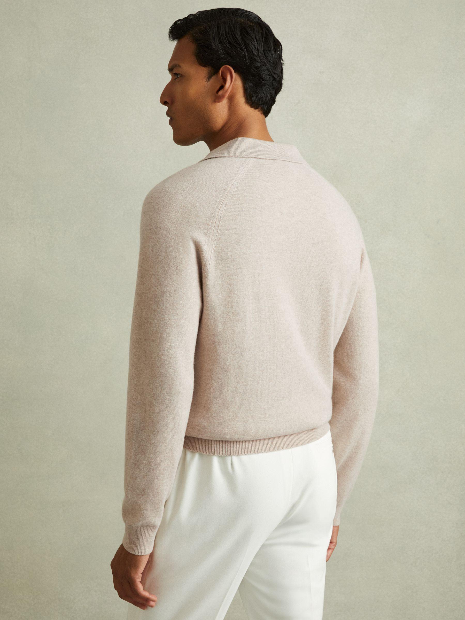 Wool-Cashmere Open-Collar Polo Shirt in Oatmeal Product Image