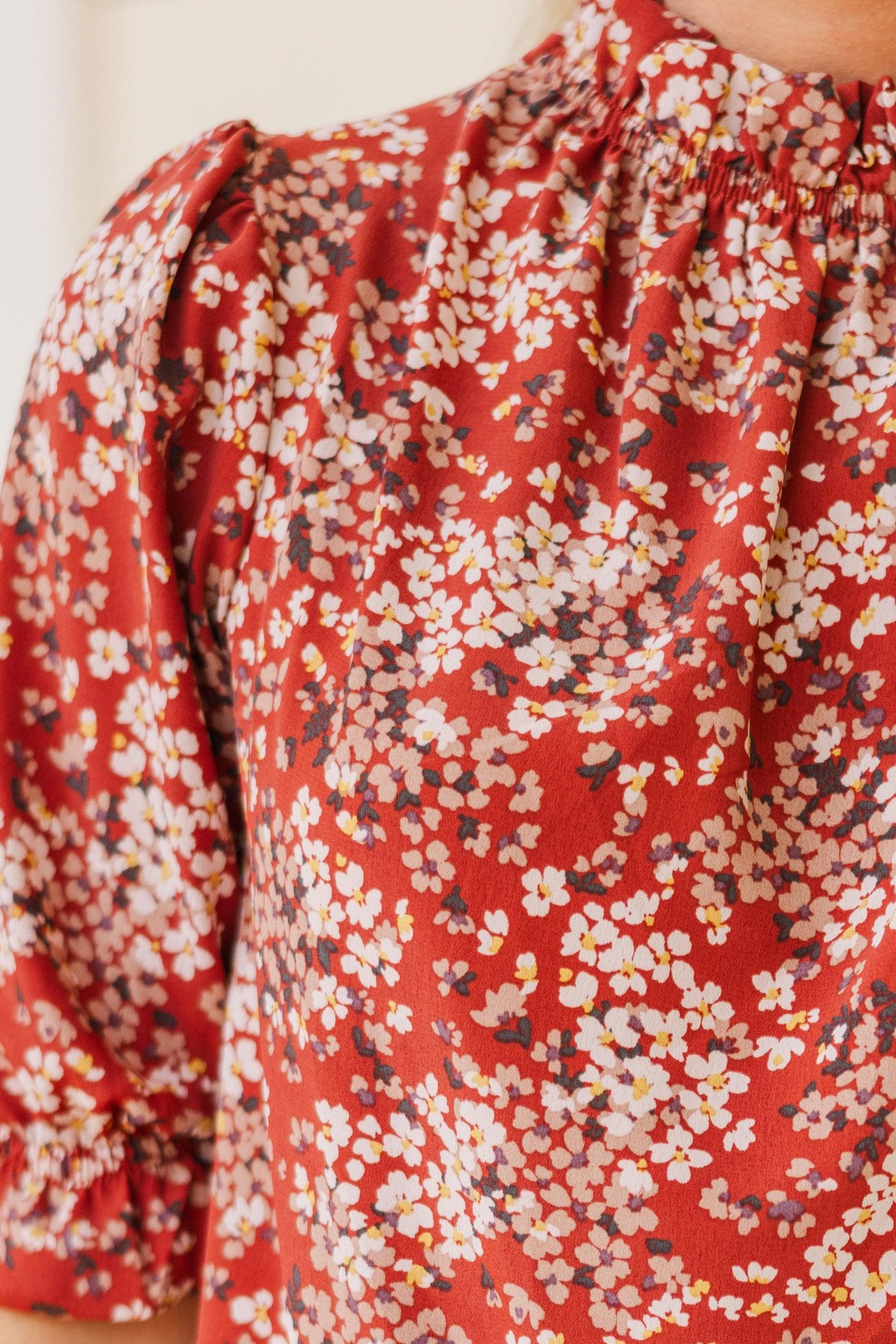 This Is The Time Marsala Red Ditsy Floral Blouse Female Product Image