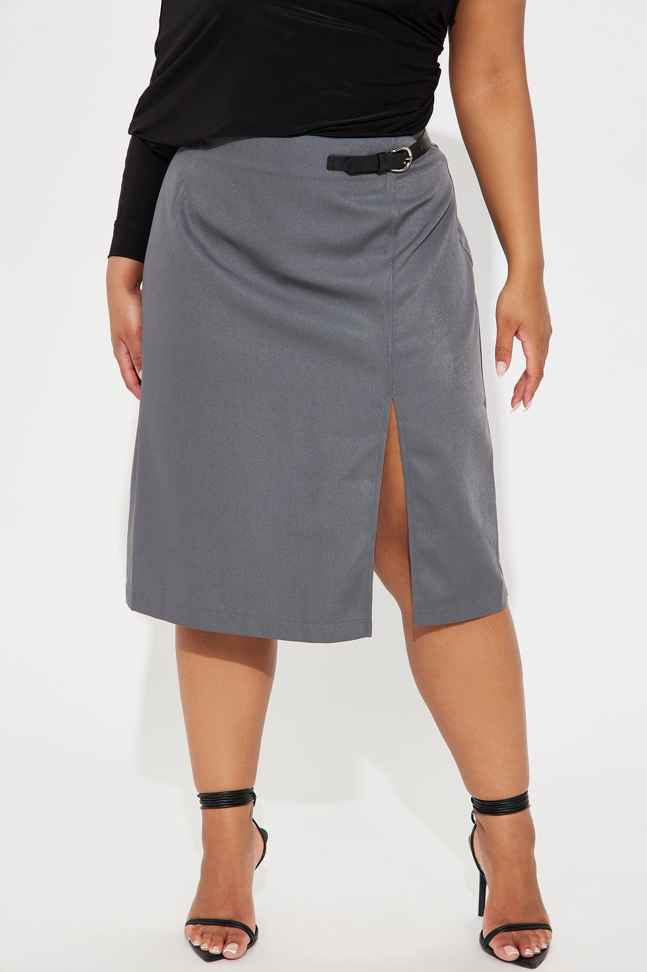 Life Like Mine Pencil Midi Skirt - Charcoal Product Image