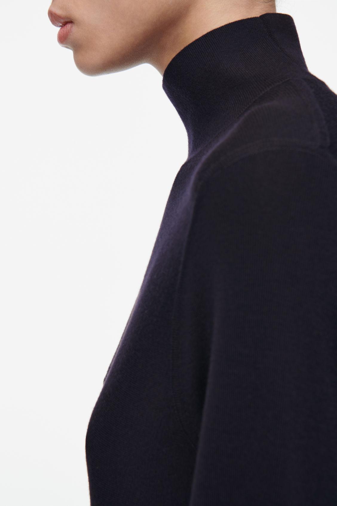 FLARED HIGH-NECK WOOL MINI DRESS Product Image