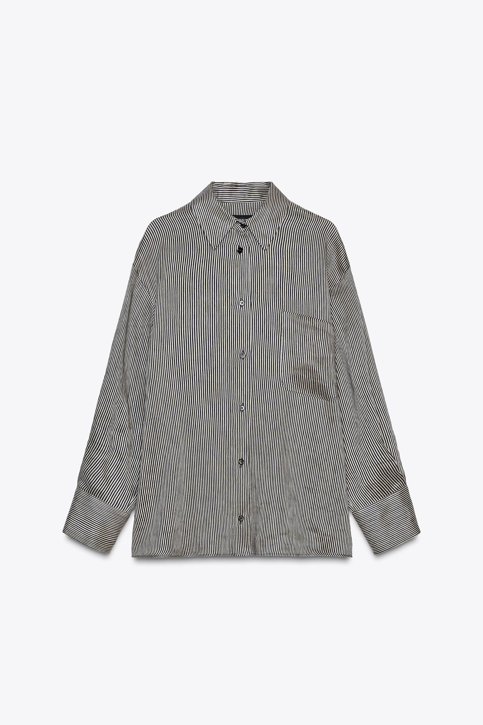 STRIPED LINEN BLEND SHIRT ZW COLLECTION Product Image