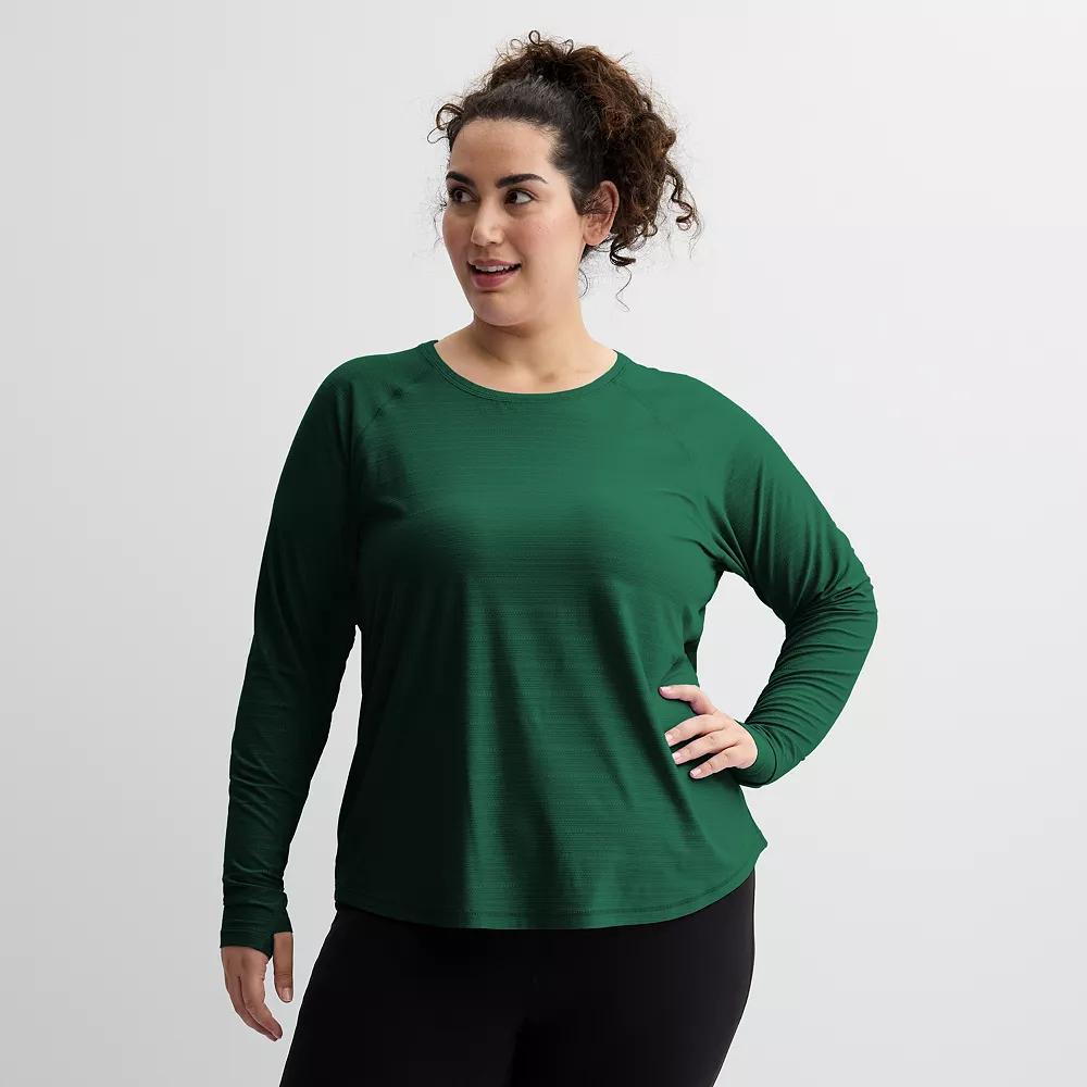 Plus Size Tek Gear® Mesh Long Sleeve T-Shirt, Women's, Size: 1XL, Rugged Green Product Image