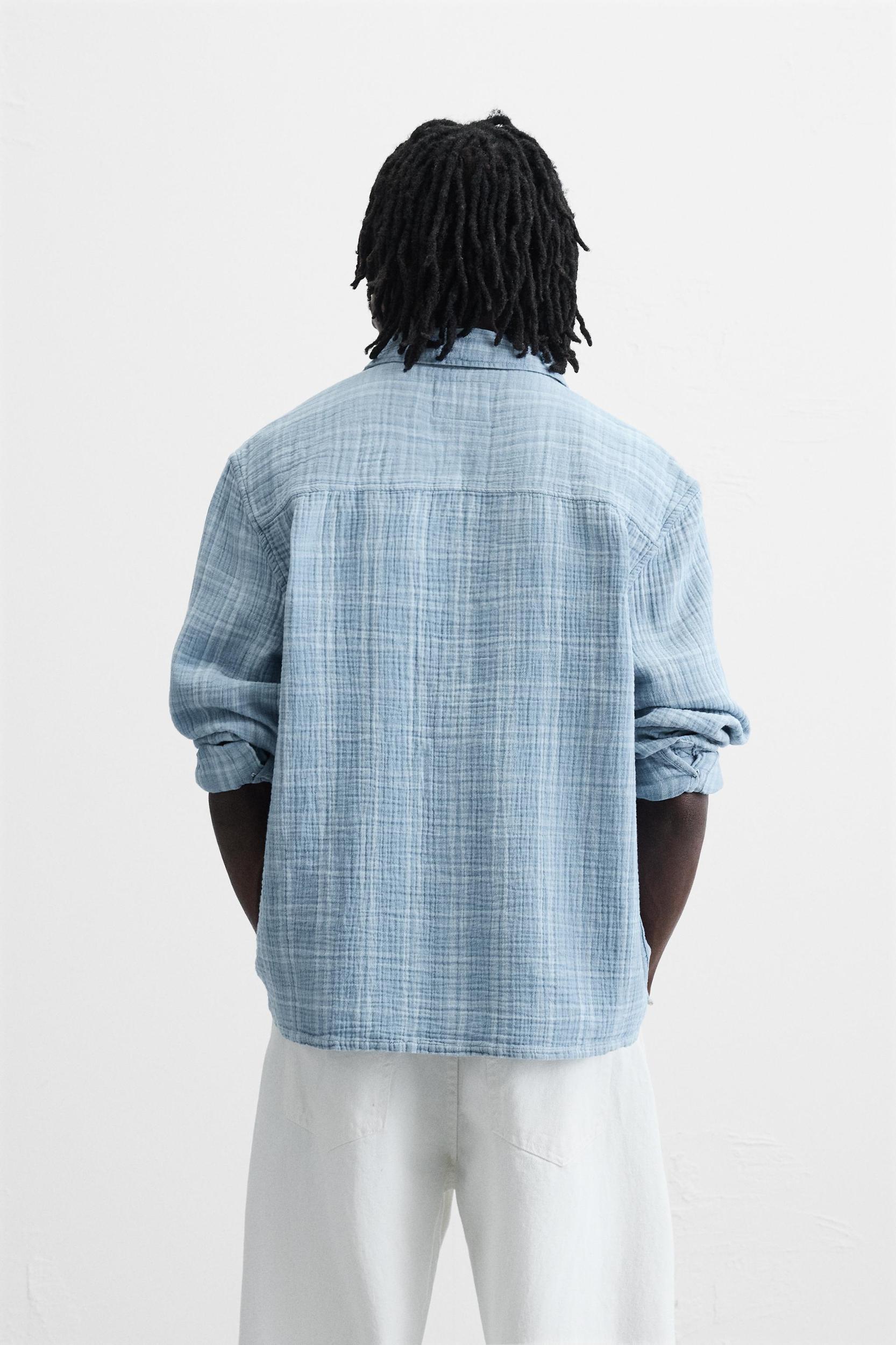 WRINKLED EFFECT PLAID SHIRT Product Image