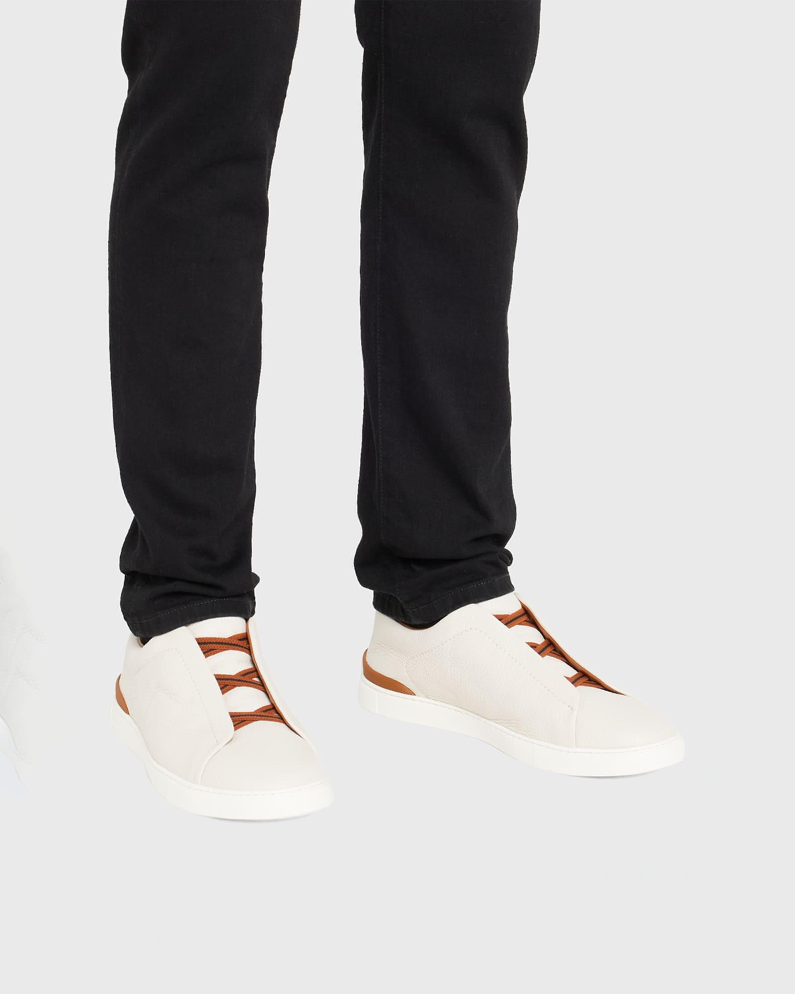 Men's Triple Stitch Deerskin Leather Sneakers Product Image