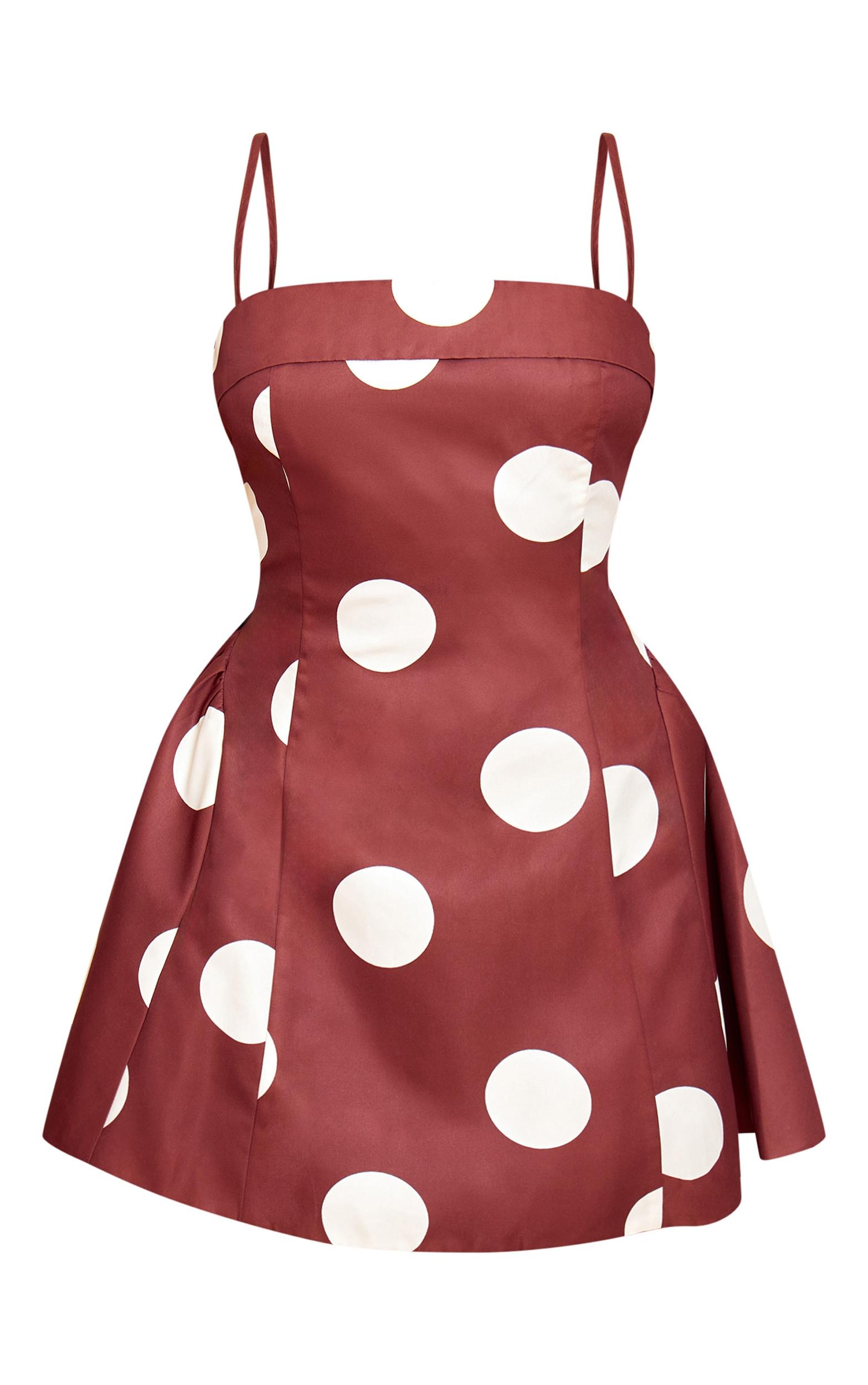 Brown Polka Dot Structured Shift Dress Product Image