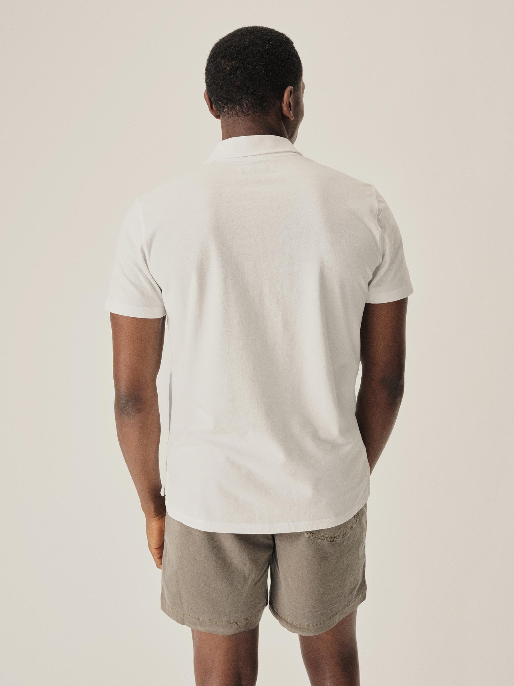 White Sueded Cotton Polo Product Image