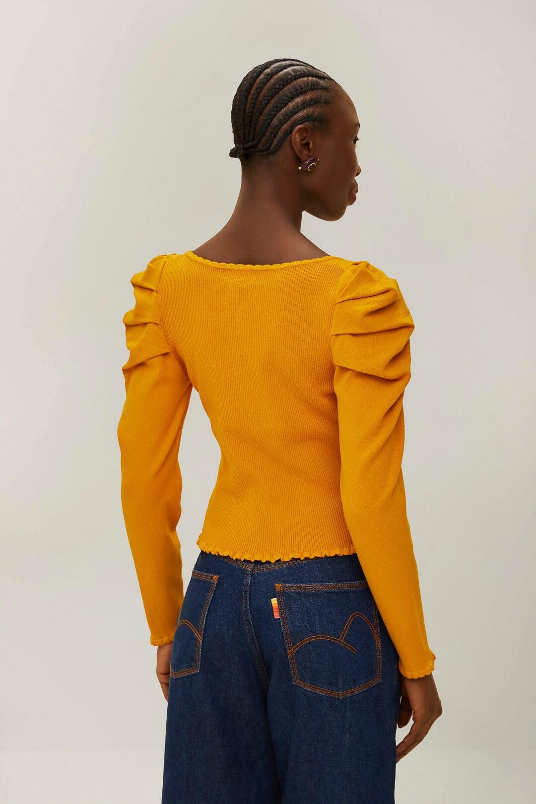 Yellow Knit Blouse Product Image