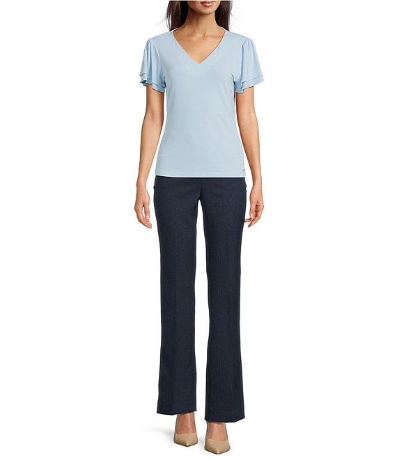 Calvin Klein V-Neck Flutter Short Sleeve Top Product Image