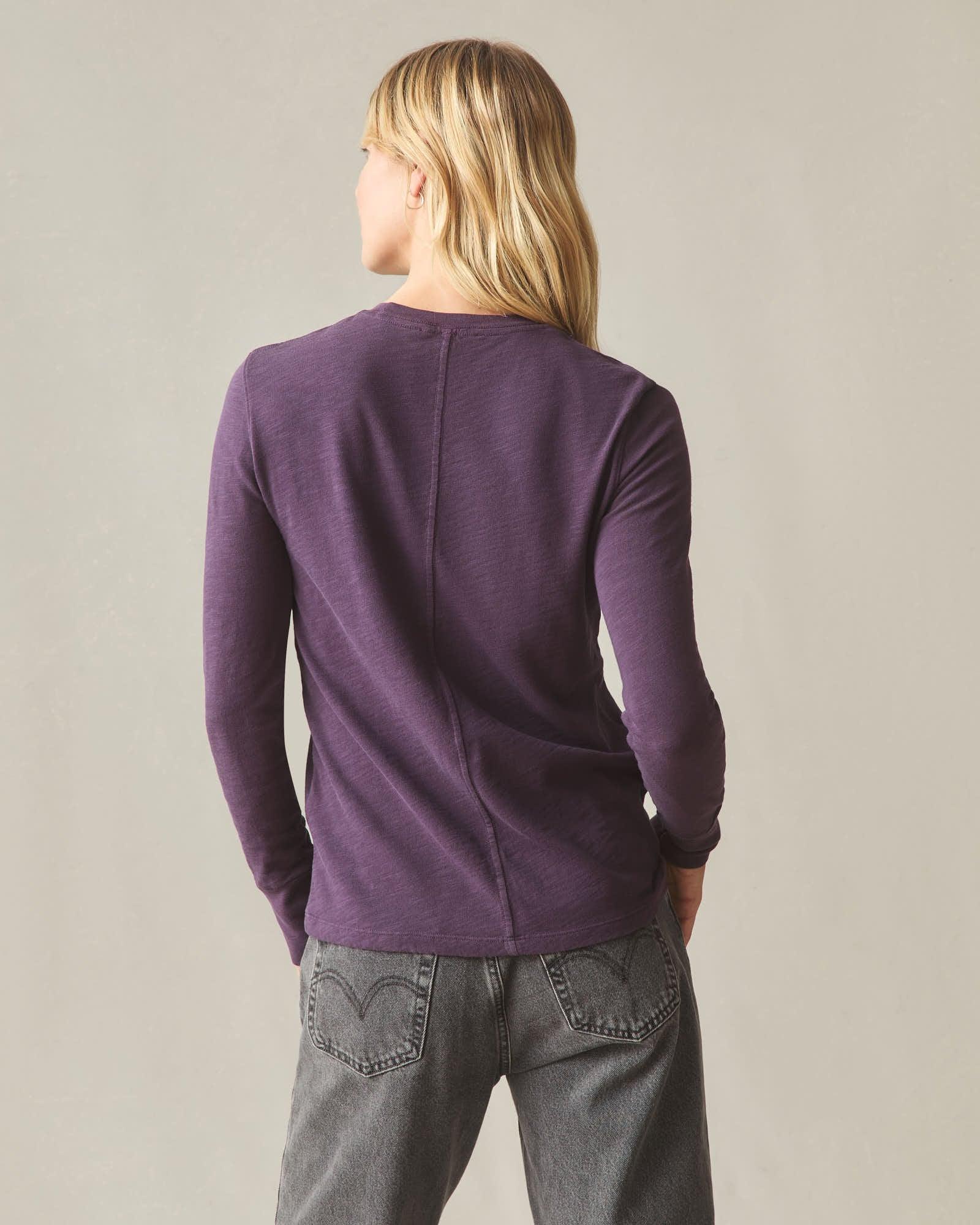 Women's Premium Slub Crew Long Sleeve Tee - Grapeseed Product Image