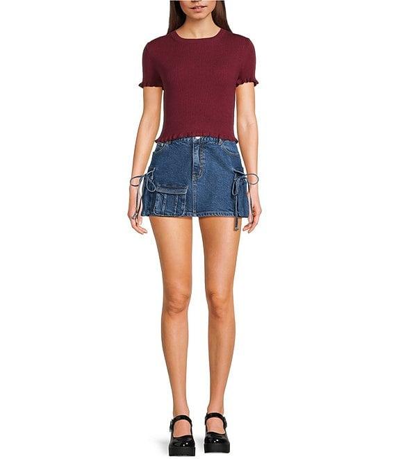 GB Short Sleeve Ruffle Trim Sweater Product Image