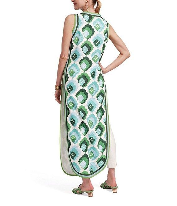 FRANCES VALENTINE Sabrina Poplin Graphic Leaf Print Round Neck Sleeveless Maxi Top Product Image
