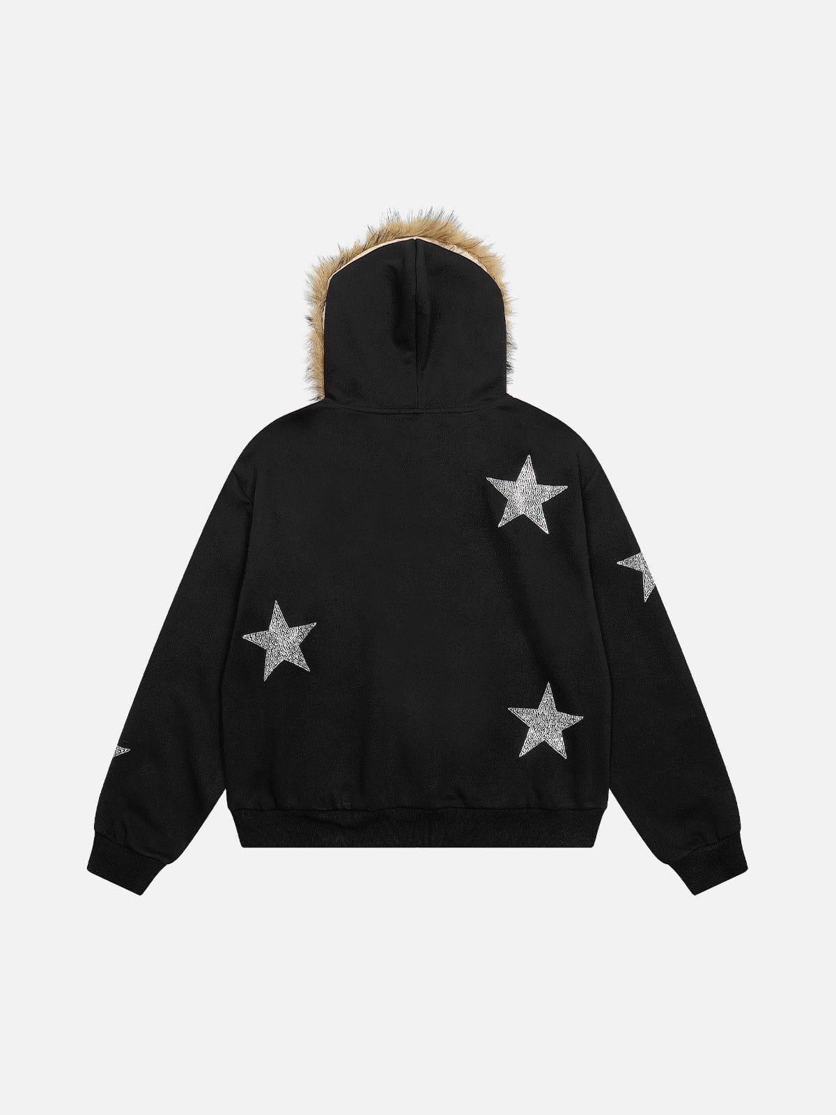 Aelfric Eden Rhinestone Star Zip Up Hoodie Product Image