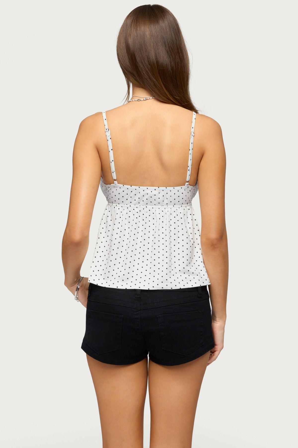 Belen Polka Dot Lacey Babydoll Top Product Image