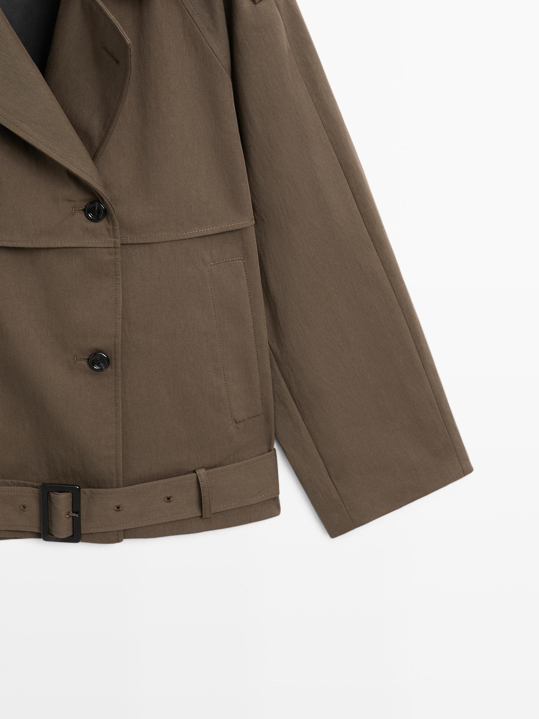 Short trench coat with belt detail Product Image