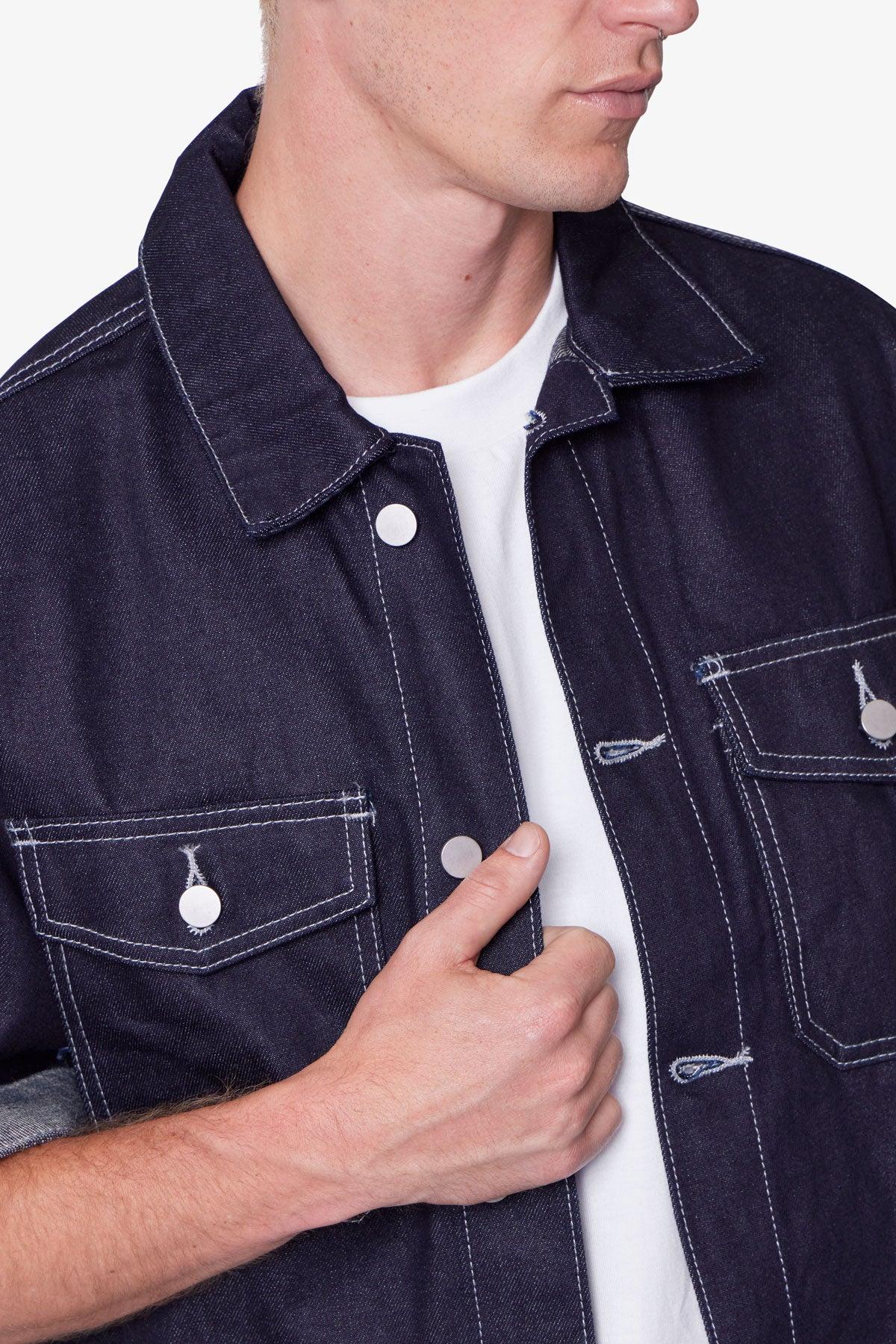Raw Denim Work Shirt - Blue Product Image