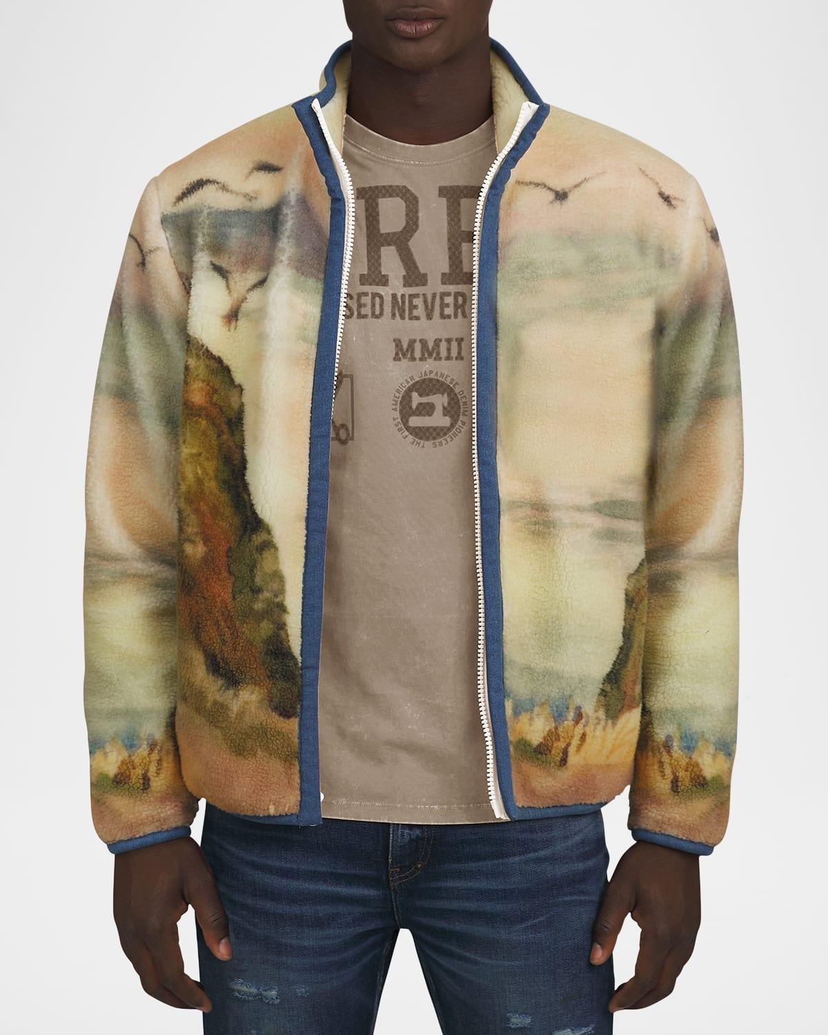 Mens Landscape-Print Fleece Jacket Product Image