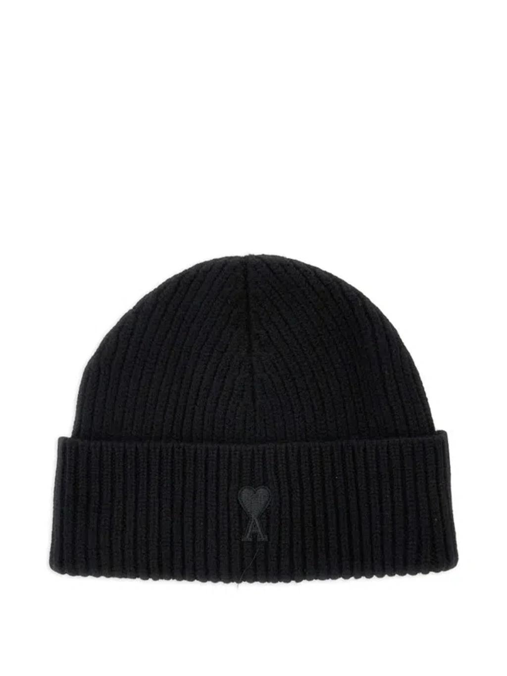 AMI ALEXANDRE MATTIUSSI Ami Paris Ami De Coeur Black Wool Hat Men Product Image