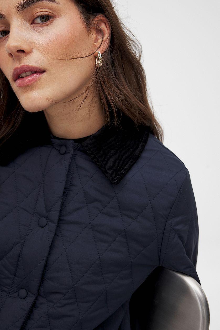 Corderoy Detail Quilted Jacket Product Image